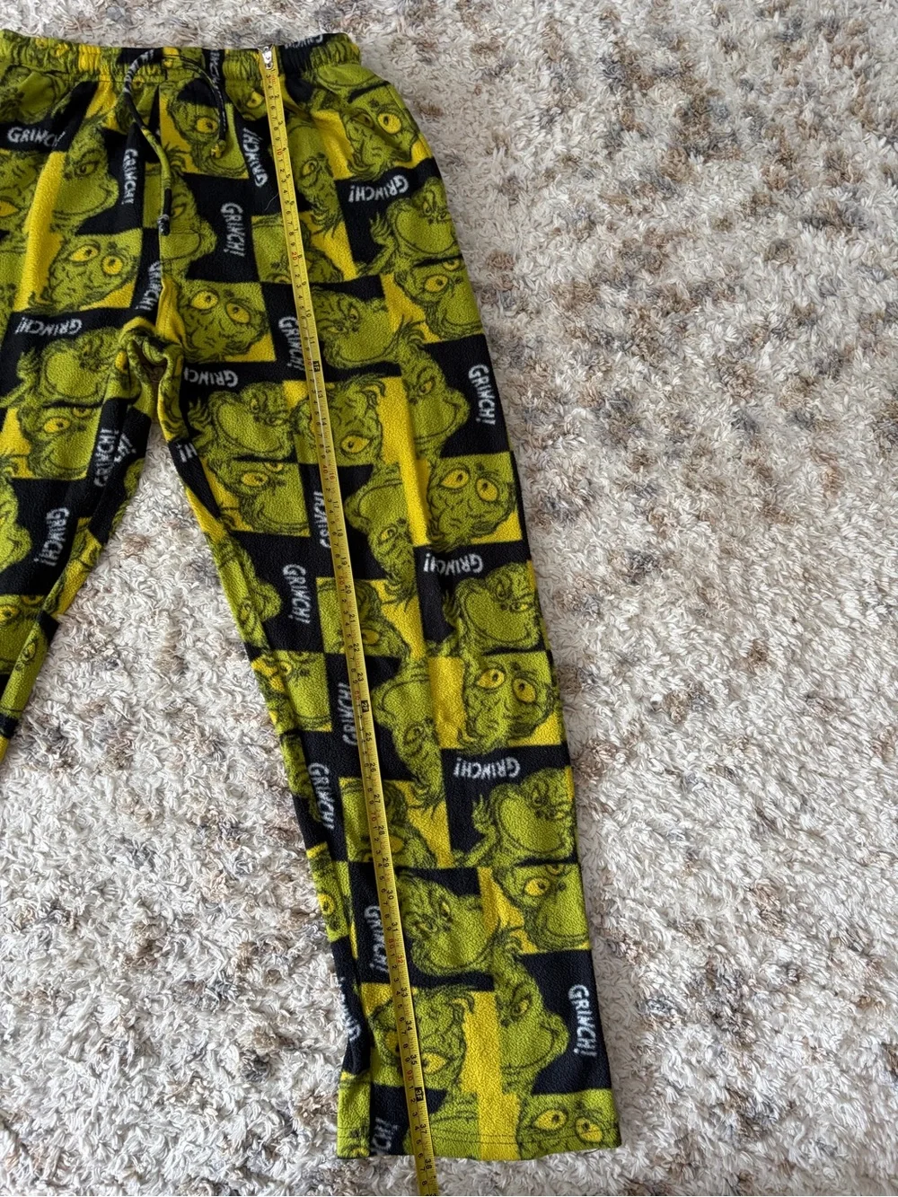 Dr. Seuss Grinch Yellow and Black Fleece Pants